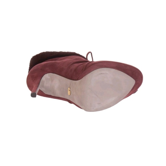 NEW Sergio Rossi Mink/ Suede Burgundy Red Boots - Picture 6 of 8